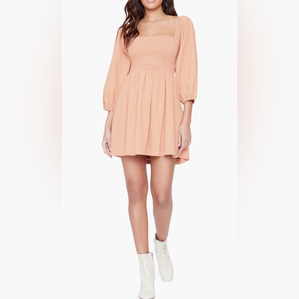 Where The Heart Is Checked Cotton-Blend Minidress